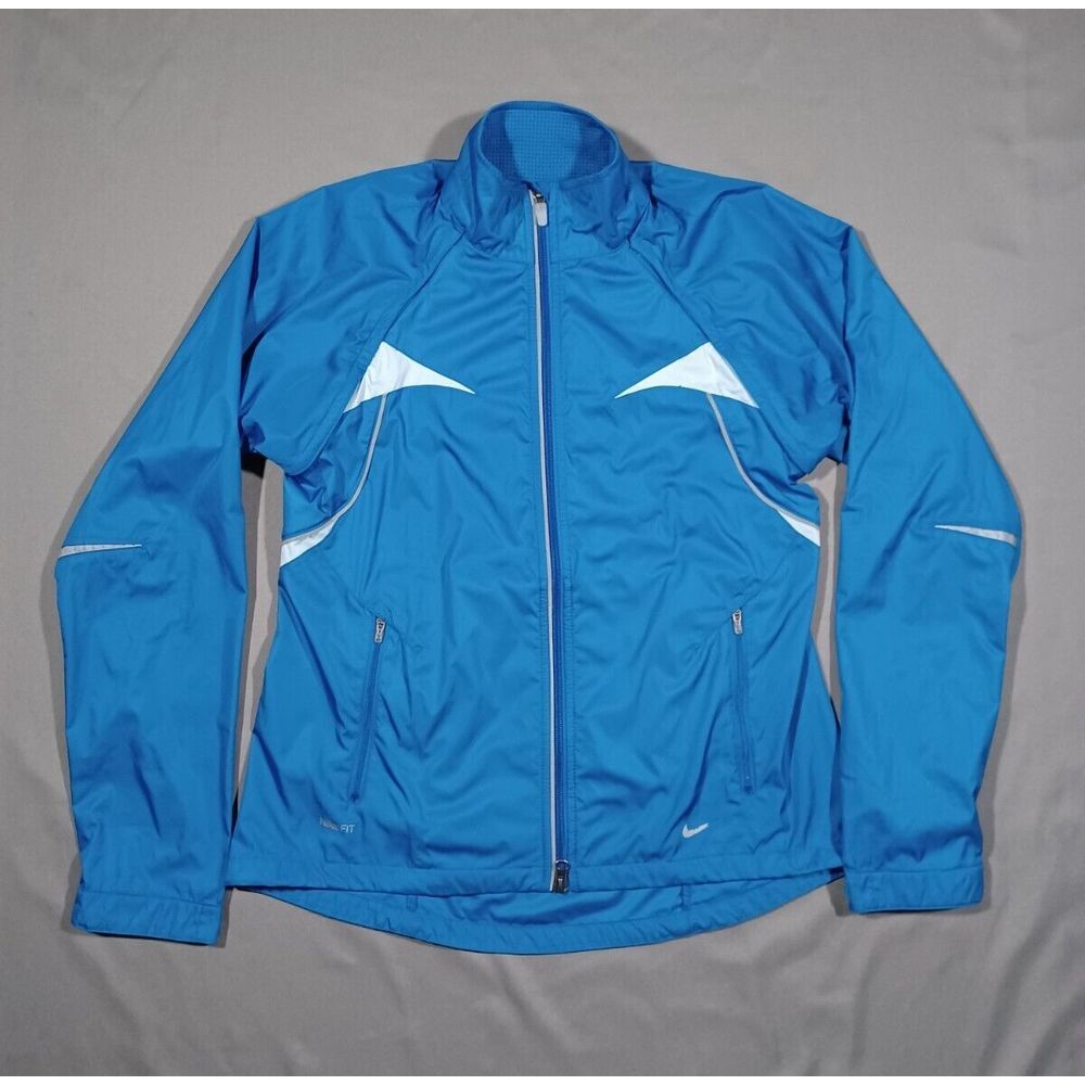 NIKE Jacket Womens M Blue Vented Mesh Lined Full Zip Running